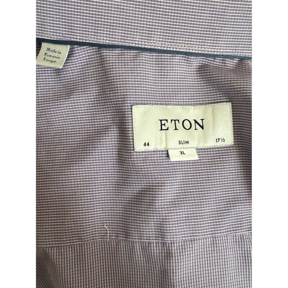 Eton Men's Shirt Lilac Button Up Long Sleeve Slim Fit Cotton Casual Dress 44 - Picture 8 of 10